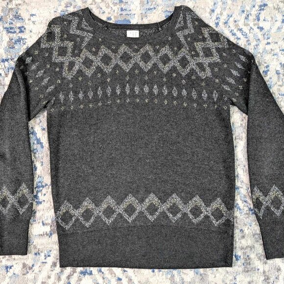 A New Day Women's Pullover Sweater - Gray with Metallic Stitching - Size Medium - Picture 1 of 11